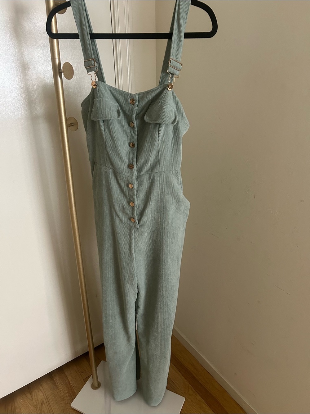 ASOS DESIGN Sage Green Corduroy Wide Leg Jumpsuit Overalls Size US 8